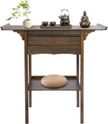 Free Standing Altar Table, Retro Chinese Meditation Table Bamboo Altar Table with Storage & Drawers Prayer Shrine Desk for Home Shrines Ancestral Halls Temples