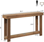 Solid Wood Console Table, 55.1" Long Farmhouse Entryway Tables Thickened Tabletop and Legs Rustic Narrow Behind Couch Skinny Sofa Table for Living Room, Hallway, Entry