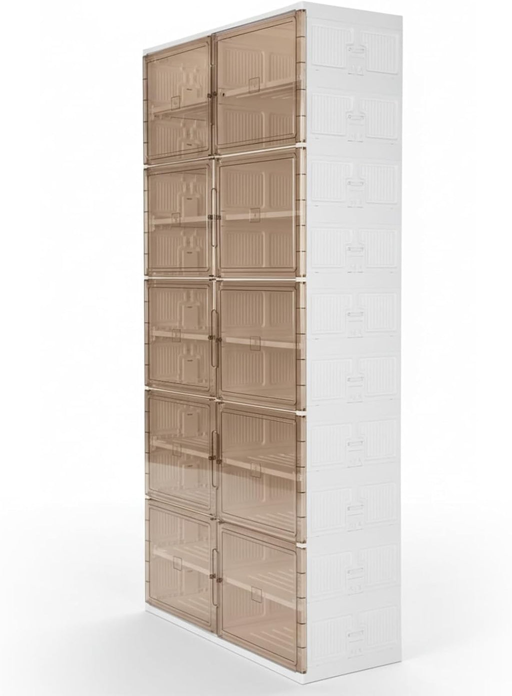 10 Tiers 40 Pairs Easy Assembly Shoe Shelves Organizer with Doors Foldable Shoe Rack Organizer Cabinet for Entryway Living Room