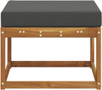 Outdoor Footstool Solid Acacia Wood Garden Ottoman with Anthracite Seat Cushion for Patio Deck Backyard Modular Seating Sets 23.62 x 23.62 x 17.72 Inches