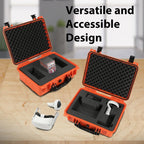 CROSSDESIGN Adjustable Storage Box for Collectible Cards, Tools & Craft Supplies, Organizer Container with Removable Dividers and Protective Foam, Lightweight Stackable Design, Orange 1PCS