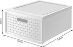 Rotho, Country, Drawer box 19.2 l in rattan-look, Plastic (PP) BPA-free, white, groß/19,2l (45,0 x 34,0 x 20,0 cm)