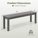 Tangkula HDPE Outdoor Bench, 2-3 Person Patio Bench, 55" Backless Garden Dining Bench with Slatted Seat, Weatherproof Park Bench for Entryway, Porch, Lawn & Backyard (Grey,1)