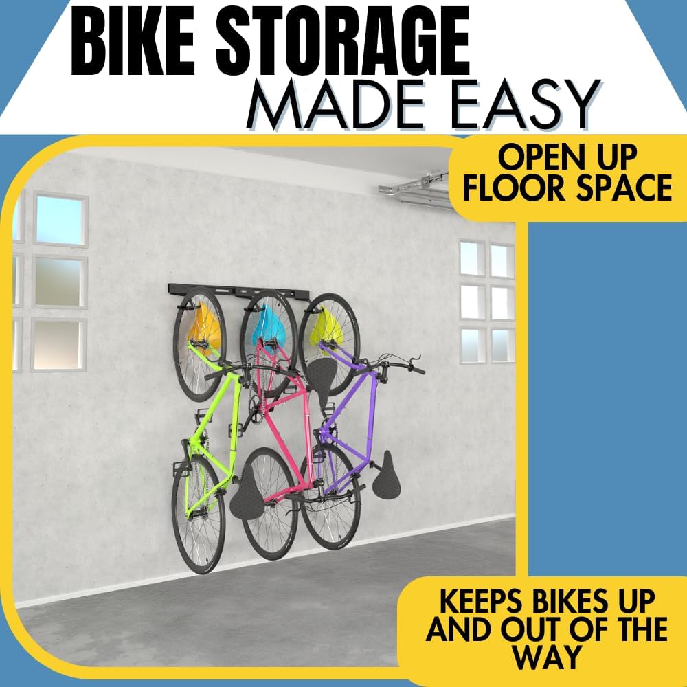 Koova Wall Mount Bike Rack | Steel Bike Mount | Adjustable Hangers | Easy Mount | USA Made