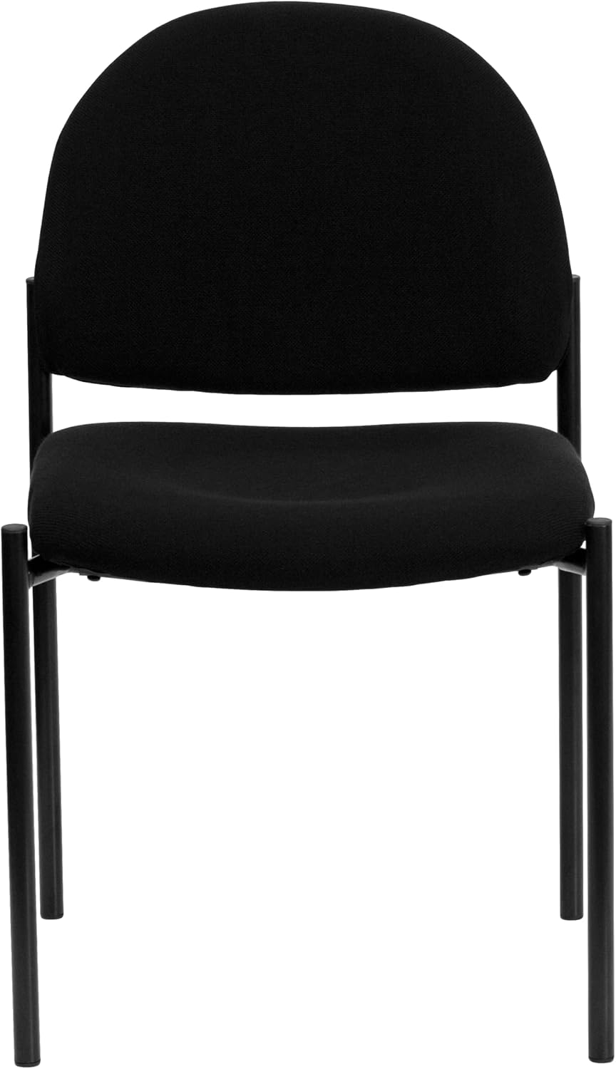 Flash Furniture Tania Comfort Black Fabric Stackable Steel Side Reception Chair