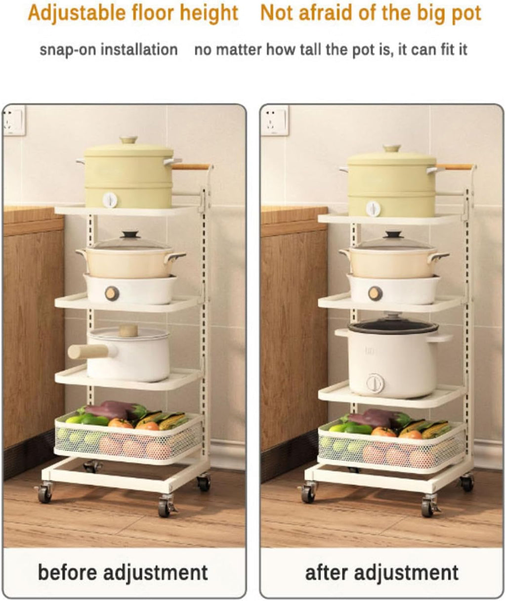 Saucepan Lid nizer with Free Standing Pan Rack for Kitchen Drawer Countertop Shelves White/Black Microwave Storage 4 Boards 2 Baskets