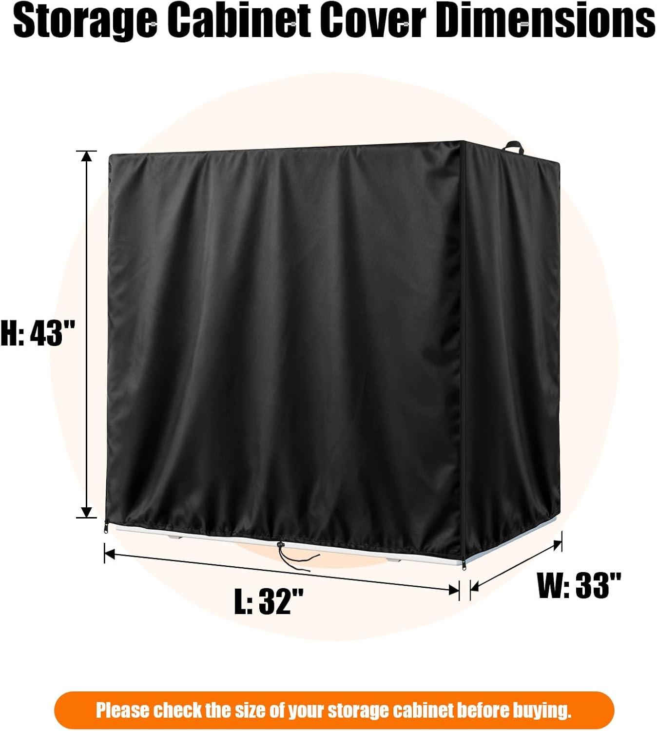 Kasla Storage Cabinet Cover, Outdoor Chest Storage Waterproof Cover, Weatherproof Cabinets Covers for Kitchen Patio Garden Backyard (32"L×33"W×43"H)