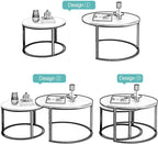 Coffee Table Set of 2， Nest of Tables Marble l White Modern Coffee Table Round Sofa Side End Table Living Room Balcony Nesting Tables，(80cm+60cm)
