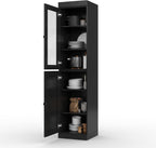 Palace Imports 100% Solid Wood 16.5"" Pantry Cabinet with Clear Glass, Shaker Doors and Adjustable Shelves
