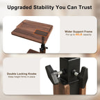 Modern Tv Tray Table, Adjustable Height Small C Shape Side Table for Sofa, Living Room, Laptop, Bedside - Black Walnut Look