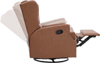 Flash Furniture Omma Swivel Glider Rocking Recliner, Manual Wingback Recliner with 360 Degree Swivel, for Living Room, Bedroom, or Nursery, Cognac LeatherSoft