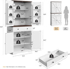 ONBRILL 71" Tall Farmhouse Kitchen Pantry Cabinet with 6 Door Shelves & Drawer, Wood Pantry Storage Cabinet with 2 Adjustable Shelves & 4 Barn Doors, Freestanding Cupboard for Kitchen, Dining Room