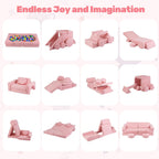 INFANS Modular Kids Play Couch, 13 PCS Toddler Creative Sectional Fort Building Sofa for Bedroom, Playroom, Children Convertible Versatile Soft Foam Furniture Playset Crawling Floor Cushion
