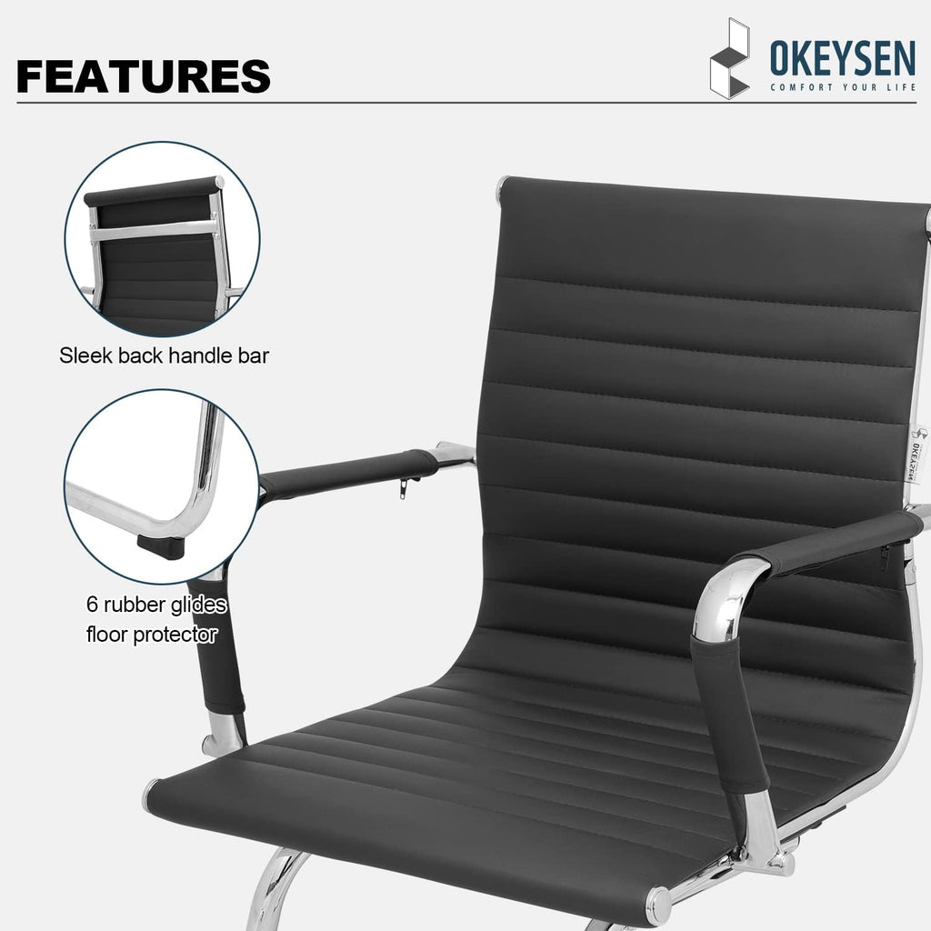 Okeysen Conference Room Chairs Set of 2, Waiting Room Office Guest Chairs, Reception Chairs with Mid Back & Sled Base