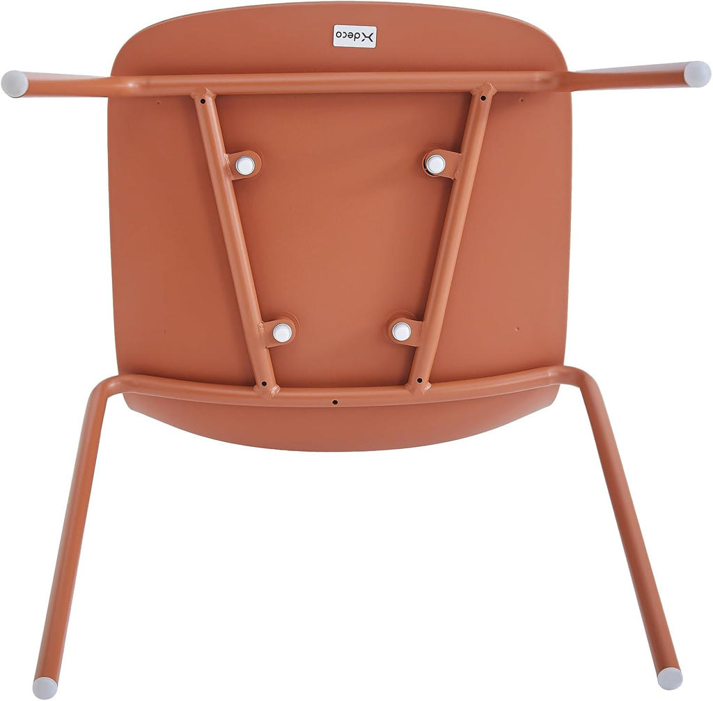 Dining Chairs Set of 4, Plastic Stackable Kitchen Chairs, Modern Indoor/Outdoor Chair with Metal Legs for Dining Room, Kitechen, Cafes, Restaurants (Terracotta)