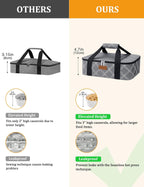 Casserole Carrier Bag, Single Insulated Food Bag, Hot Cold Lasagna Holder Tote for Picnic, Potluck or Travel, Lightweight Picnic Bag