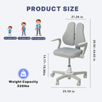 Kids Desk Chair, Ergonomic Study Chair for Kids with Lumbar Support， Adjustable Height, Flip-Up Armrests, Adjustable Backrest for Home Bedroom