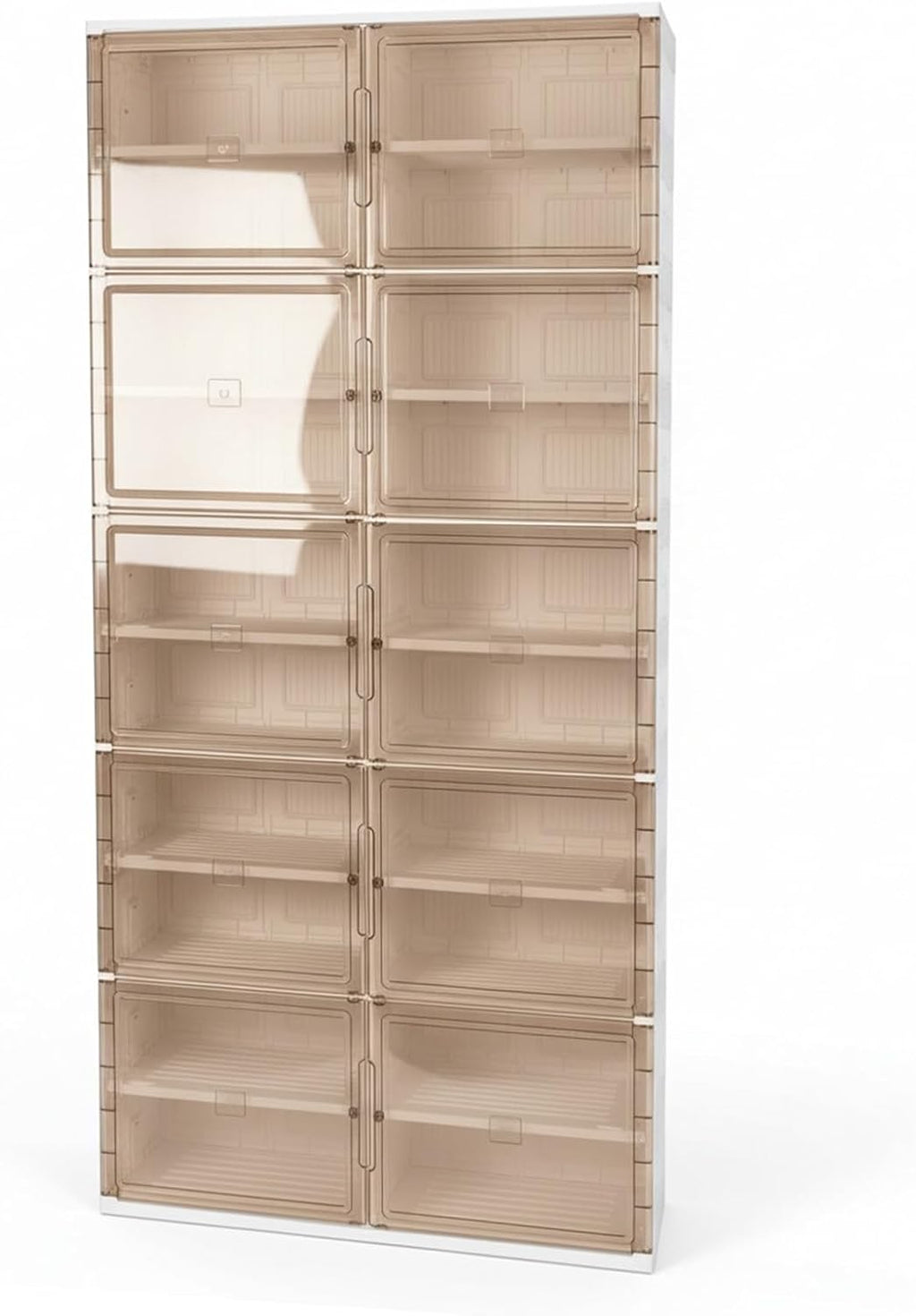 10 Tiers 40 Pairs Large Plastic Folding Shoe Cabinet with Doors Easy Assembly Shoe Shelves Organizer for Entryway Living Room