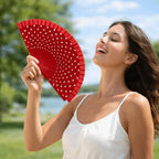 Flamenco Spanish Folding Fan Dots Pattern Handle Easy To Open and Close Hand Fan Vintage Decorative Fan Filming Props