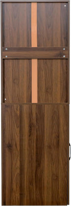 LUMISOL Tall Kitchen Pantry Cabinet with 4 Tier Pull-Out Storage Shelf, Kitchen Hutch Wooden Tall Bookshelf with 2 Glass Doors, Modern Display Storage Cabinet for Living Room Dining Room, Walnut