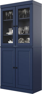 Palace Imports 100% Solid Wood 32"" Pantry Cabinet with Raised Panel, Clear Glass Doors & Adjustable Shelves