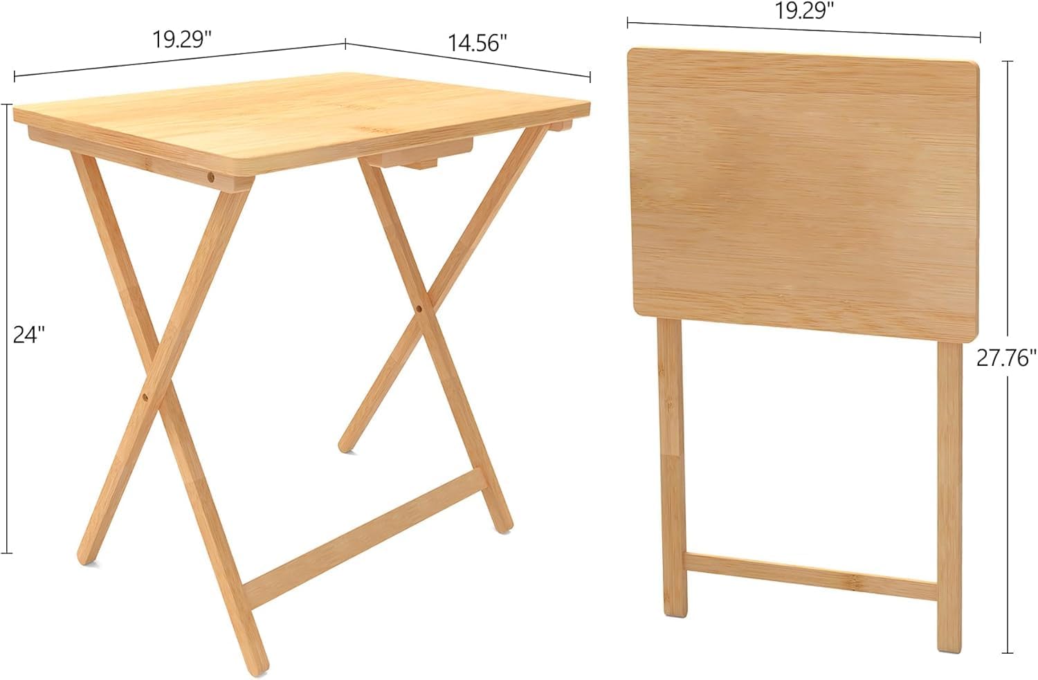 Fully Assembled Wooden TV Trays Set of 2, Folding TV Tray Tables, TV Dinner Tray for Eating