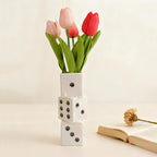 MOUGIGI Ceramic Dice Vase - Unique Decor for Dried Flowers, Rose, Pampas Grass - Stunning Design for Any Modern Space for Inspiring Smiles