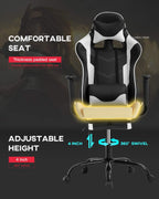 Computer Gaming Chair PC Ergonomic Office Chair Home Executive Desk Chair Adjustable High-Back PU Leather Racing Rolling Swivel Task Lumbar Support Footrest Headrest Armrest Massager