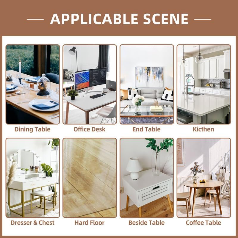 Warmstar Clear Table Cover Protector 24 x 48 Inch, 2mm Thick Plastic Table Cover Rectangle,PVC Clear Table Protector,Desk Protector Mat for Kitchen, Dresser, Writing Desk，Dining Room Table