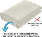 Ruffled Bed Skirt with Split Corners, Ivory, Queen 16 Inch Drop Bedskirt, Hotel Quality Brushed Microfiber Wrinkle Free Dust Ruffle Bed Skirt Queen Size