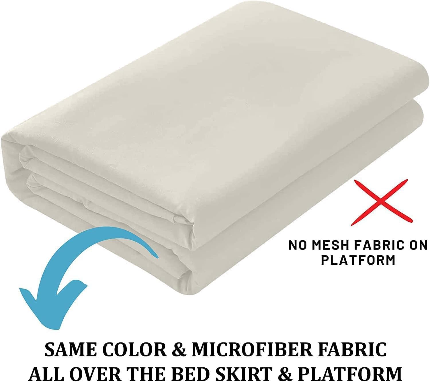Ruffled Bed Skirt with Split Corners, Ivory, Queen 16 Inch Drop Bedskirt, Hotel Quality Brushed Microfiber Wrinkle Free Dust Ruffle Bed Skirt Queen Size
