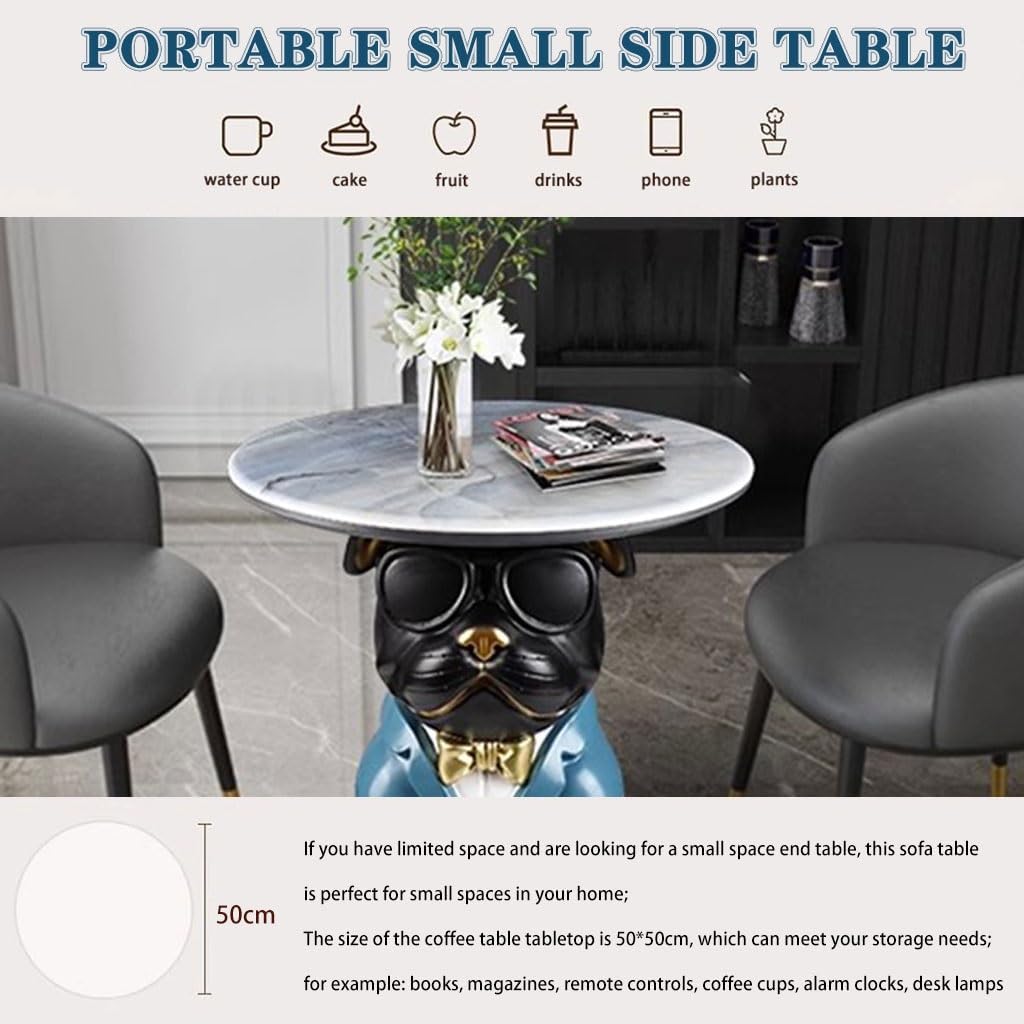 Cool Bulldog Appearance Side Table, Cartoon Animal Accent Table, Small Space Decoration, Bedroom Nightstand