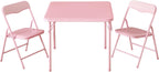 Heritage Kids Pink Kids Activity Table and Chair Set,3-Piece Furniture Set with 1 Square Table & 2 Folding Chairs, Playroom Table Set for Ages 3+