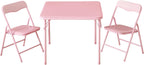 Heritage Kids Pink Kids Activity Table and Chair Set,3-Piece Furniture Set with 1 Square Table & 2 Folding Chairs, Playroom Table Set for Ages 3+