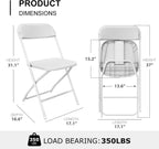10 Pack White Folding Chairs, Portable Party Chairs, Plastic Folding Chair,Stackable Commercial Seats with Steel Frame for Office Wedding Party Patio Dinning Events, 350lbs Capacity