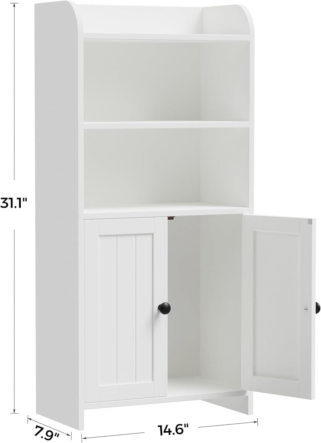 Small Bathroom Storage Cabinet, Freestanding Bathroom Cabinet and Organizer with Shelves, Small Cabinet with Doors for Bathroom, Laundry Room, 7.9" D x 14.6" W x 31" H, White