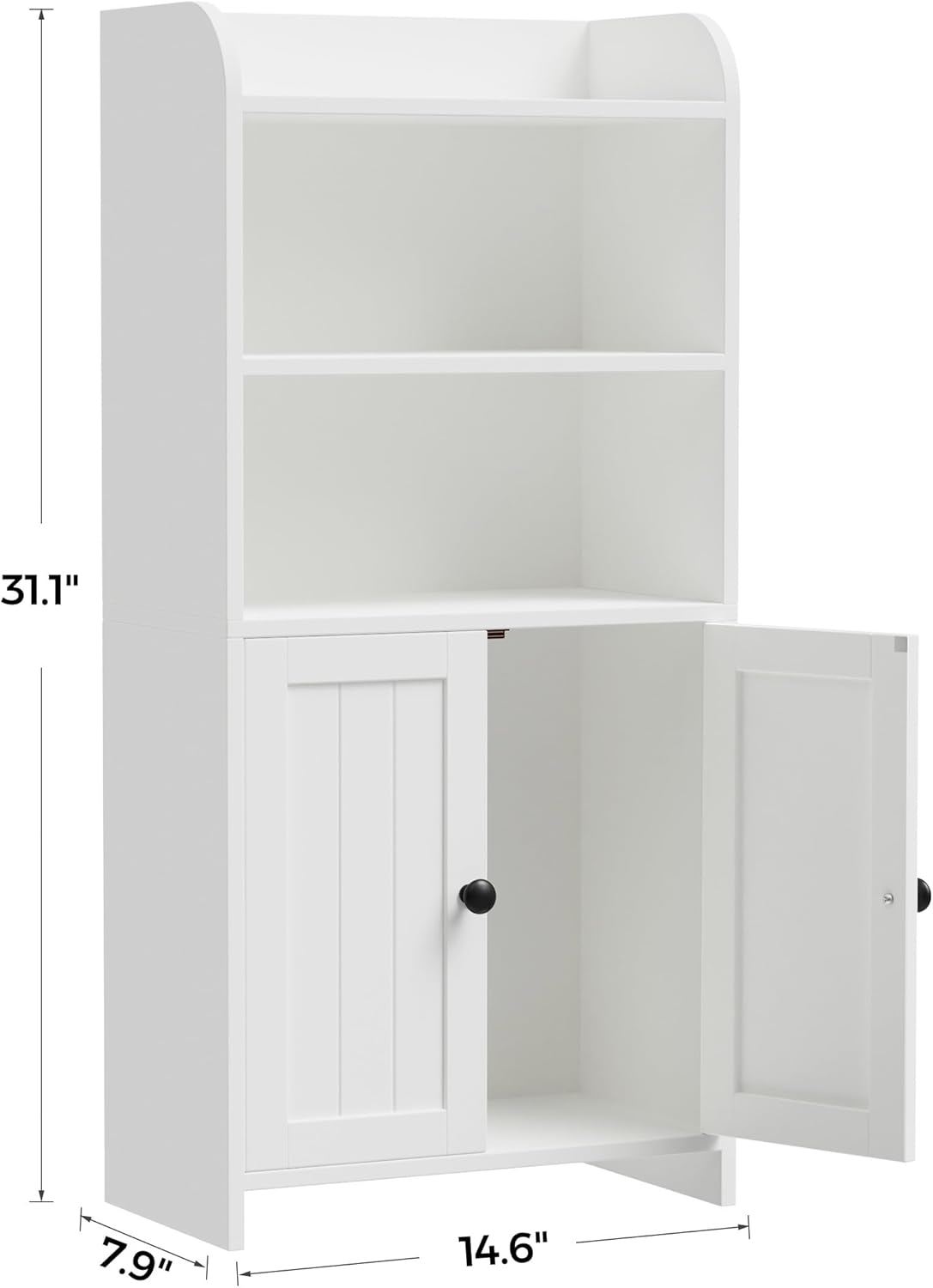 Small Bathroom Storage Cabinet, Freestanding Bathroom Cabinet and Organizer with Shelves, Small Cabinet with Doors for Bathroom, Laundry Room, 7.9" D x 14.6" W x 31" H, White
