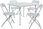 Office Star Resin 5-Piece Folding Square Table and Chair Set, Light Grey