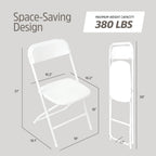 EconoHome 10 Pack White Plastic Folding Chairs, Heavy-Duty Steel Frame, Portable Stackable Foldable Chairs with Non-Slip Feet – Commercial Indoor/Outdoor Seating for Events, Weddings, Office, Parties