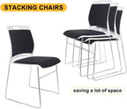 20 Pack Stacking Chairs with Padded Seat 1102 lbs Stackable Office Guest Chairs with Metal Sled Base Lobby Waiting Reception Chair for Cafeteria Library Church Banquet Halls Training Room