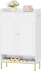 Hzuaneri Shoe Cabinet with Doors, 7-Tier Shoe Storage Cabinet with Adjustable Shelves, Wooden Shoes Organizer Cabinets with Top Storage Layer, 28-32 Pairs, for Entryway, Hallway, White SR68703A