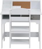 Garvee Kids Desk and Chair Set, Study Desk for Boys and Girl, Wooden Kids Writing Table with Cloth Drawers and Pen Holder