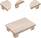 Low Wooden Tea Table, Elegant, Stable, Minimalist Stool, Lightweight Floor Table, Compact for The Windowsill in The Room, Wood Color, 50x28x10cm