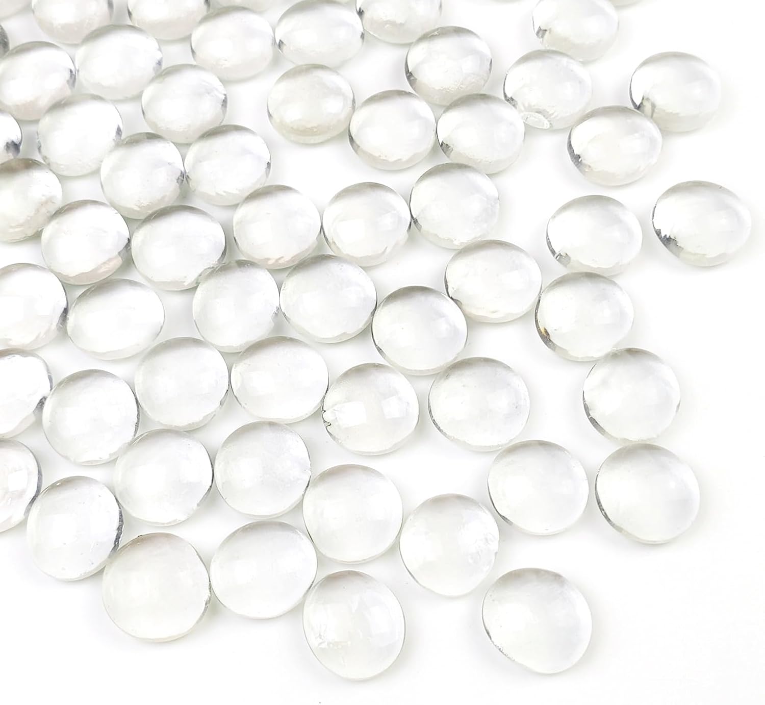 FANTIAN 1lb Clear Glass Beads for Vases, 100 Pcs Glass Pebbles, Clear Flat Glass Marbles for Vase Filler Flower Candle Crafts Centerpieces and Wedding Decoration