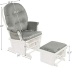 Baby Nursery Glider Chair Smooth Rocking Chair for Baby Nursing Babies Glider and Ottoman Upholstered Comfort Relax Rocker Chair with Padded Arm Cushions & Storage Pocket (Light Gray)