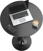 Furmax Bistro Pub Table Round Bar Height Cocktail Table for Home Bar, Round Bar Tables for Party, Dining Room, Living Room and Wedding, Metal Base MDF Top Obsidian, 40.6 Inch Height (1, Dark Black-1)