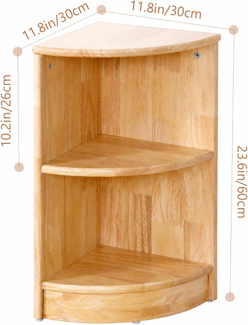 Rubber Wood Corner Cabinet, 2-Tier Kids Montessori Shelf, Toy Organizers and Storage Book Shelf for Playroom, Nursery, Kids Room, Kindergarten