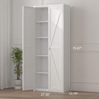Pantry Storage Cabinet, Metal Pantry Cabinet with Adjustable Shelves,Cupboard,Tall Storage Cabinets for Kitchen, Living Room, Dining Room and Office, White