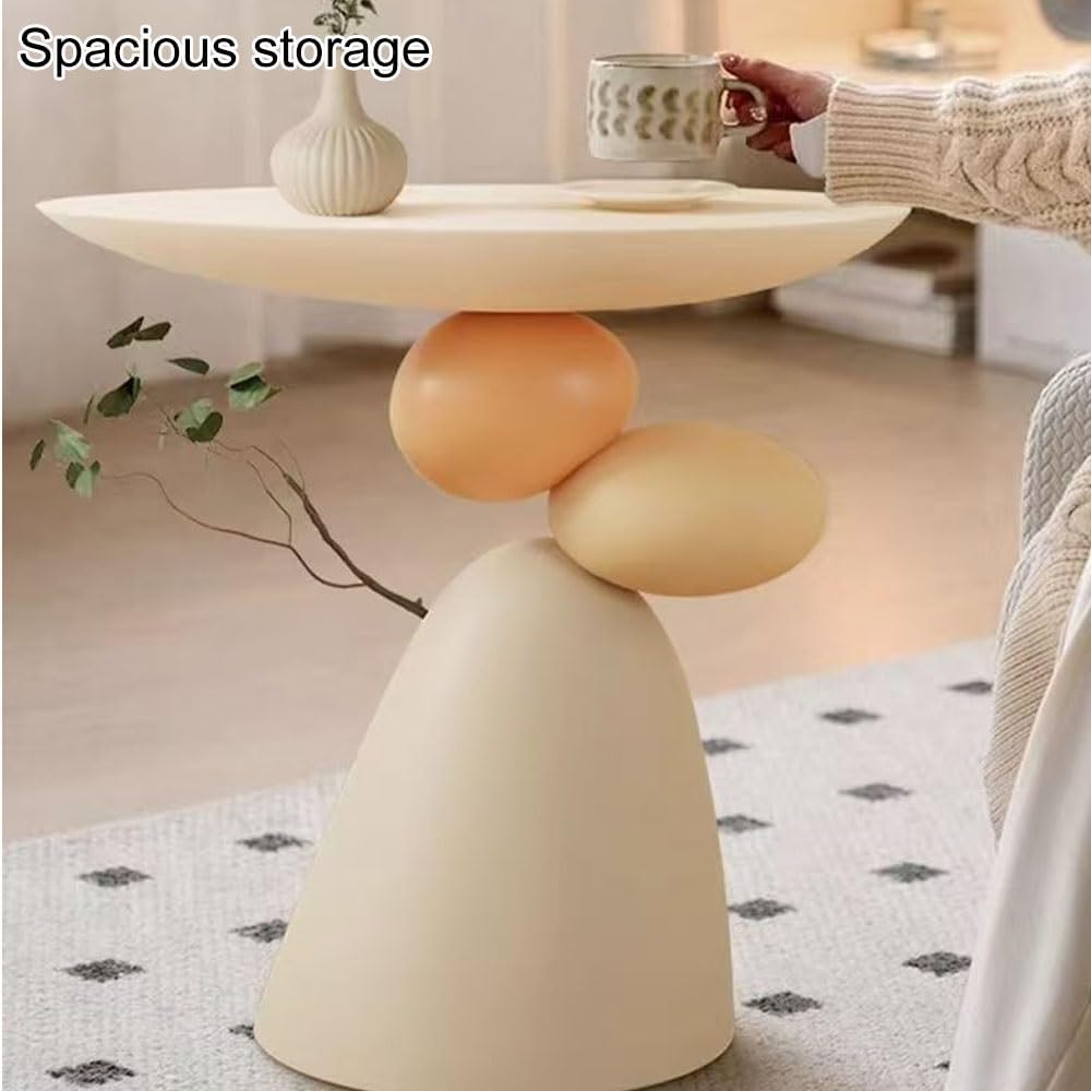 Multifunctional Resin Side Table, Distinctive End Table, Good Luck Coffee Table, Sofa Centre Table, Exquisite Furniture for Living Room Decorations(White)