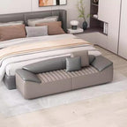 Modern Bed End Stool for Bedroom Living Room Bedside Long Bench Cloakroom Sofa Minimalist Couch Entryway(Orange,Small)